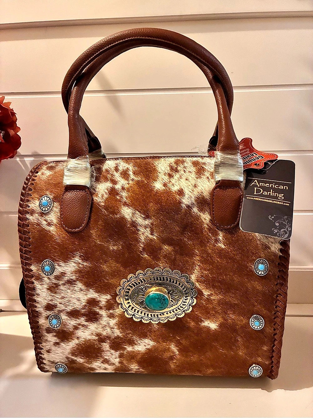 American Darling Genuine Leather Cowhide Tote NWT